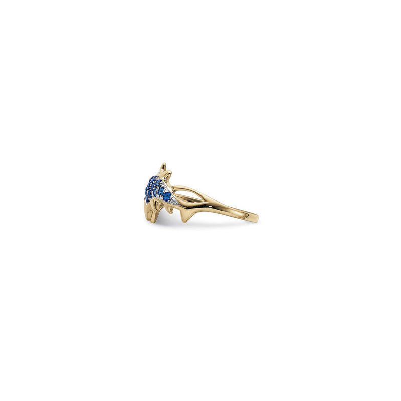 Diamond and Blue Sapphire Dolphin Couple Ring (14K) side - Popular Jewelry - New York