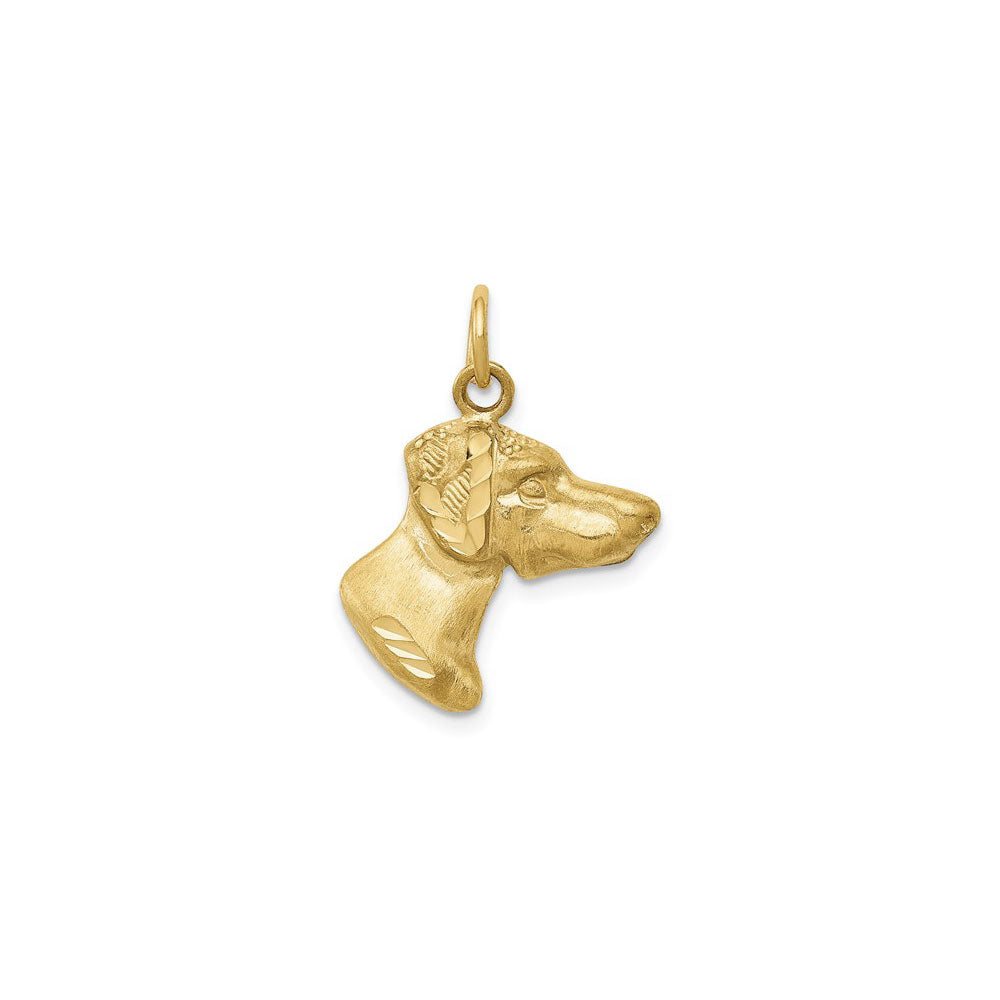 Dog Head Pendant yellow (14K) front - Popular Jewelry - New York