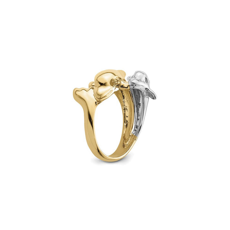 Dolphin Mother and Baby Ring (14K) diagonal - Popular Jewelry - New York