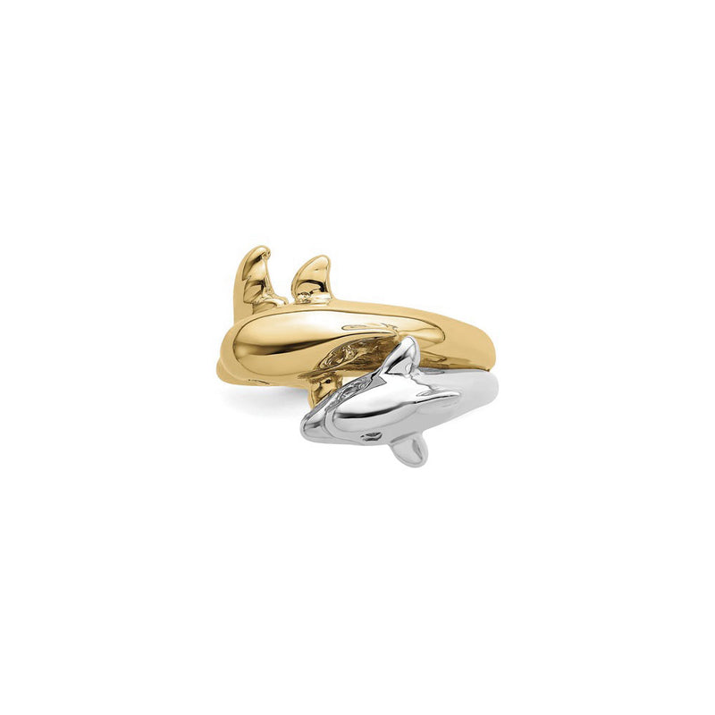 Dolphin Mother and Baby Ring (14K) front - Popular Jewelry - New York