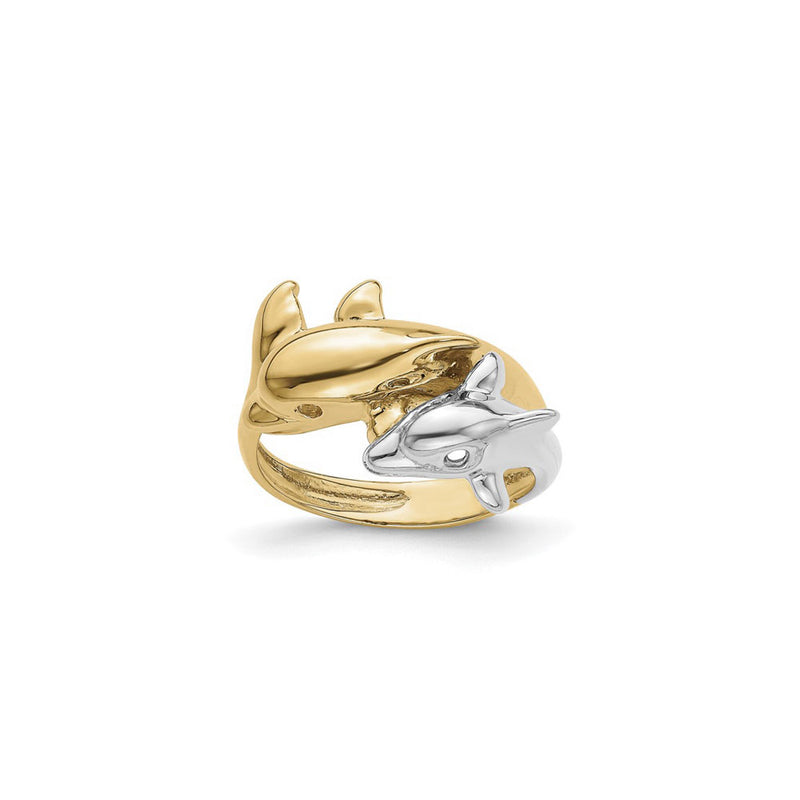 Dolphin Mother and Baby Ring (14K) main - Popular Jewelry - New York
