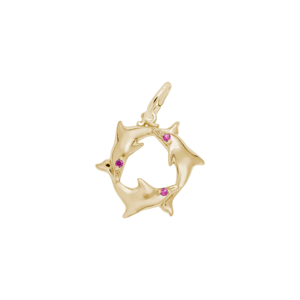 Dolphin Ring Charm yellow (14K) main - Popular Jewelry - New York