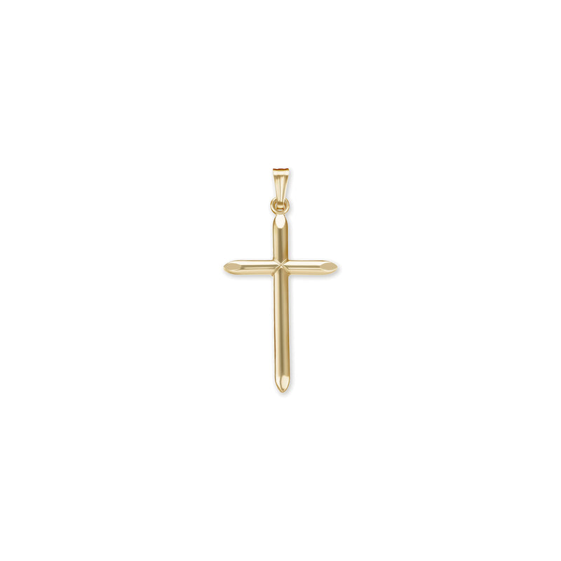 Domed Pointy Cross Pendant (14K) front - Popular Jewelry - New York