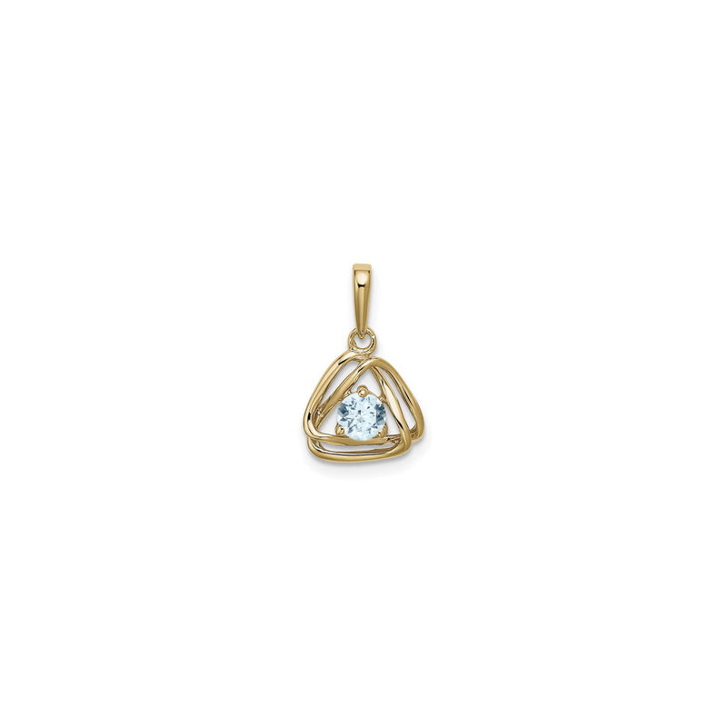 Double Triangle Interlocked Aquamarine Pendant (14K) front - Popular Jewelry - New York