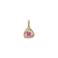 Pandantiv cu turmalină roz interblocat triunghi dublu (14K) față - Popular Jewelry - New York