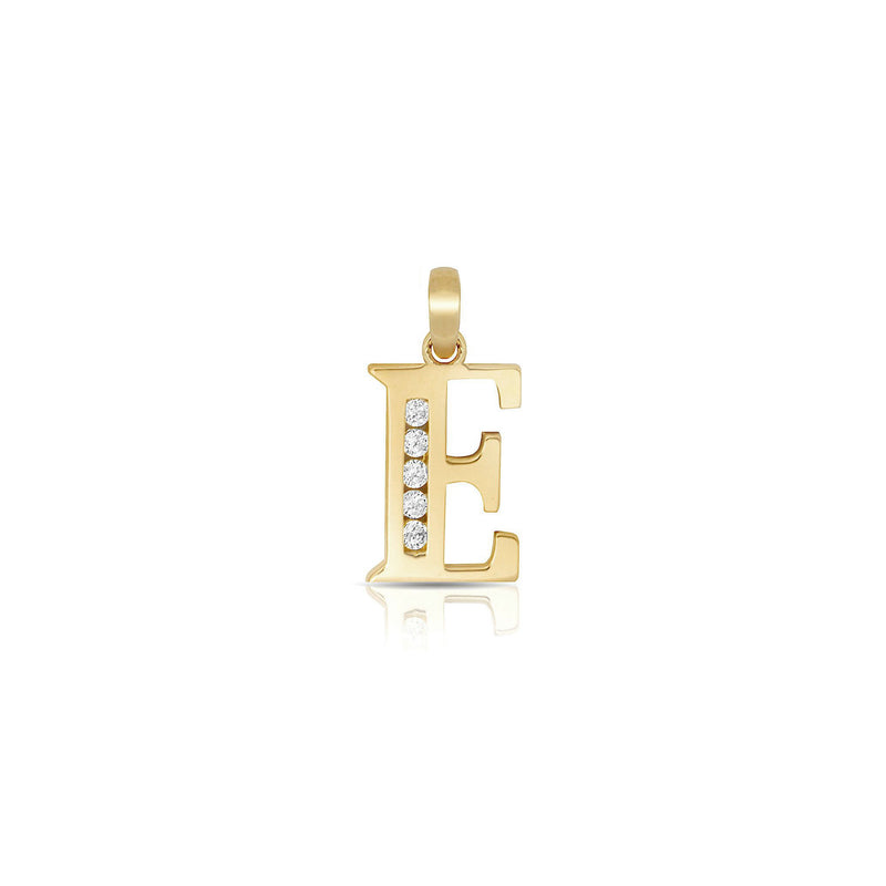 E Icy Initial Letter Pendant (14K) main - Popular Jewelry - New York