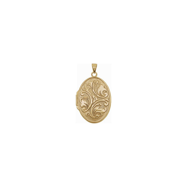 Embossed Oval Gold Locket (14K) front - Popular Jewelry - New York