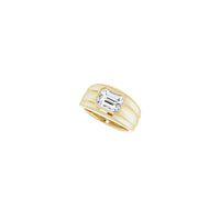 Emerald Cut Cubic Zirconia Bezel Ring yellow (14K) diagonal - Popular Jewelry - Njujork