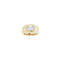 Emerald Cut Cubic Zirconia Bezel Ring yellow (14K) front - Popular Jewelry - Njujork