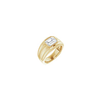 Emerald Cut Cubic Zirconia Bezel Ring kuning (14K) utama - Popular Jewelry - New York