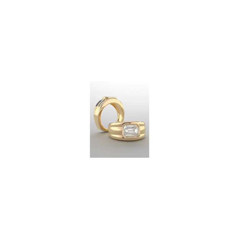 Emerald Cut Cubic Zirconia Bezel Ring yellow (14K) preview - Popular Jewelry - New York