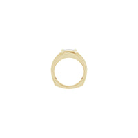 Емералд исечен кубен цирконски прстен со рамка жолта (14K) поставка - Popular Jewelry - Њујорк