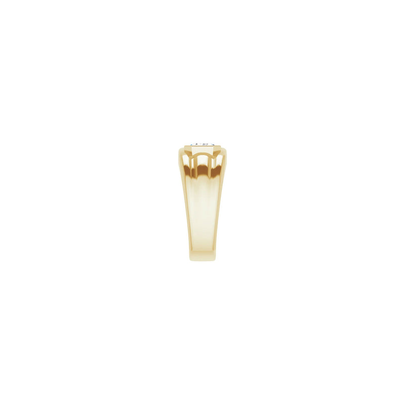 Emerald Cut Cubic Zirconia Bezel Ring yellow (14K) side - Popular Jewelry - New York