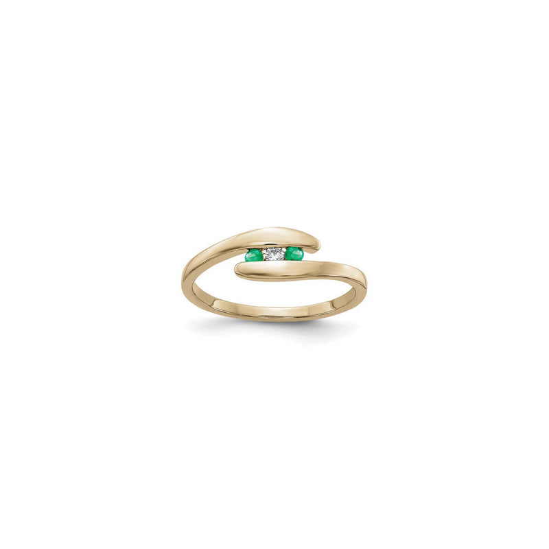 Emerald and Diamond 3-Stone Tension Ring (14K) main - Popular Jewelry - New York