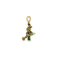 Diagonal 3D Witch Flying on Broom Charm (14K) - Popular Jewelry - Nûyork