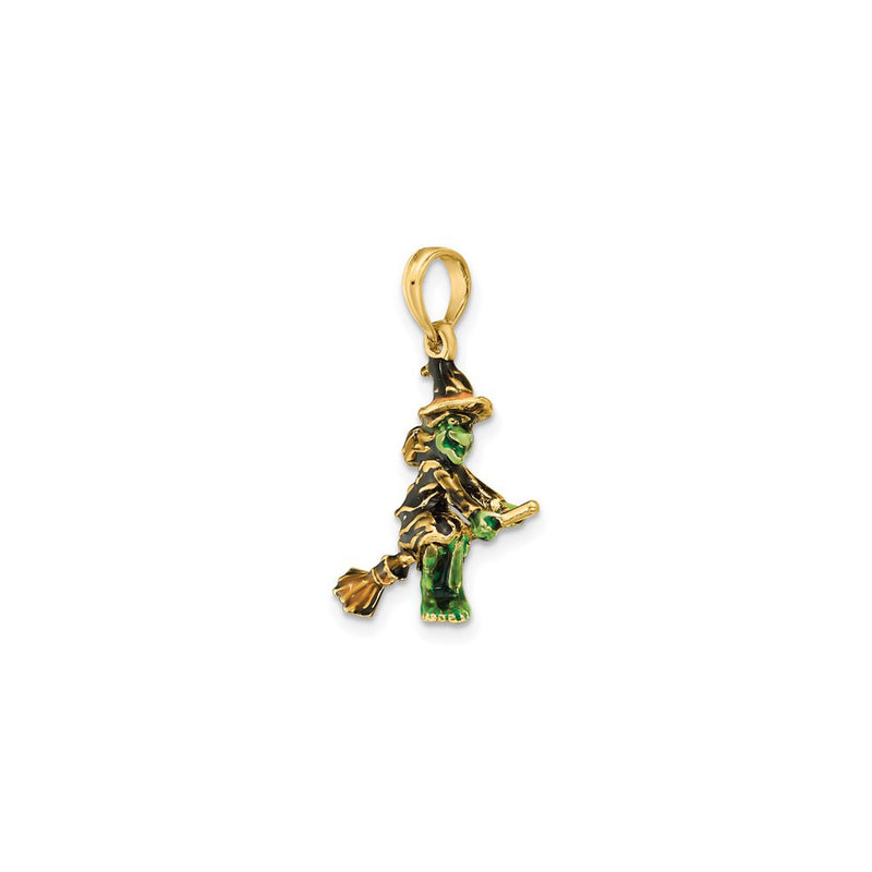 Enameled 3D Witch Flying on Broom Charm (14K) diagonal - Popular Jewelry - New York