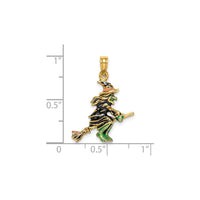 Enameled 3D Witch Flying on Broom Charm (14K) scale - Popular Jewelry - New York