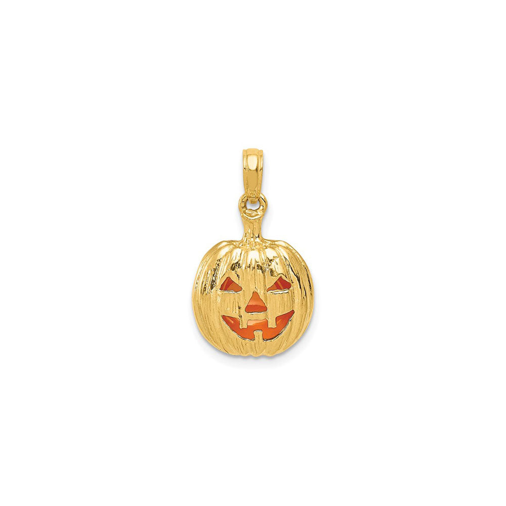Enameled Jack O' Lantern Pendant (14K) front - Popular Jewelry - New York