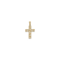 Evergreen Leaf Cross Pendant (14K) front - Popular Jewelry - Нью-Йорк