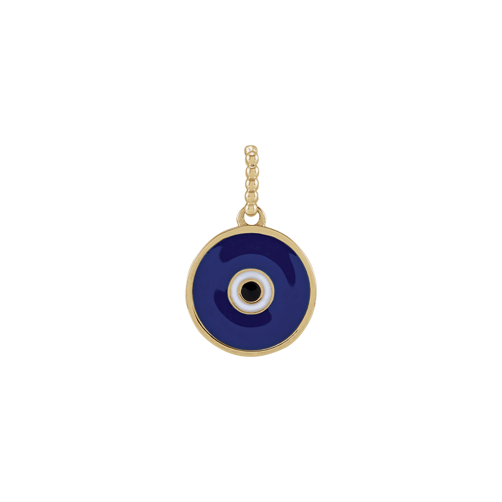 Evil Eye Enamel Disc Pendant (14K) front - Popular Jewelry - New York