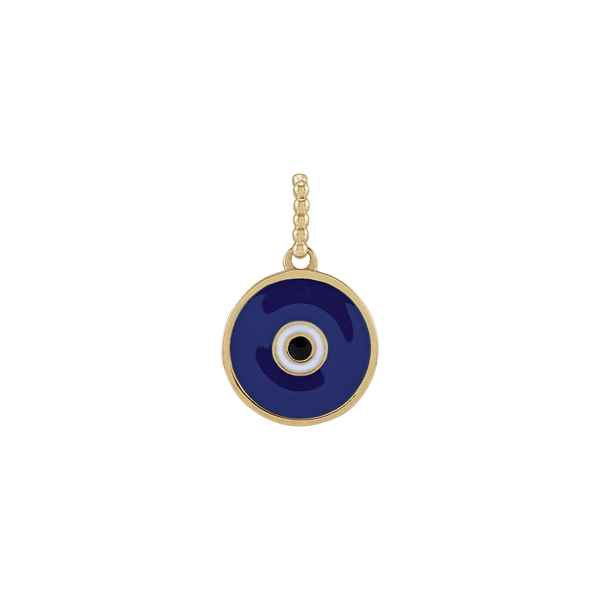 Evil Eye Enamel Disc Pendant (14K) front - Popular Jewelry - New York