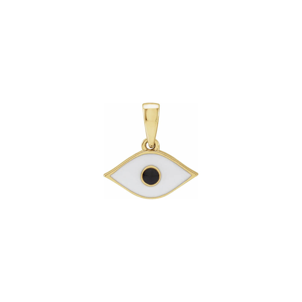 Eye Enamel Pendant yellow (14K) front - Popular Jewelry - New York