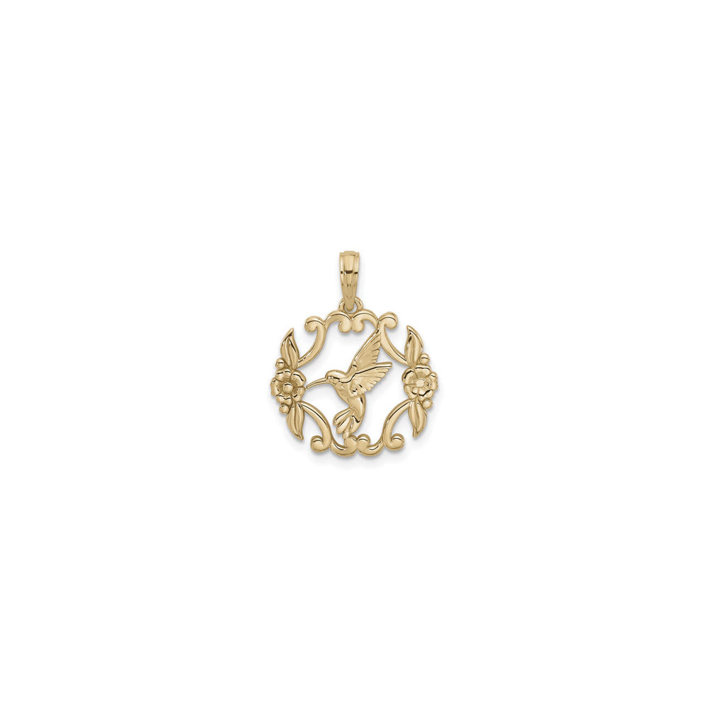 Fancy Blooms Hummingbird Pendant (14K) front - Popular Jewelry - New York