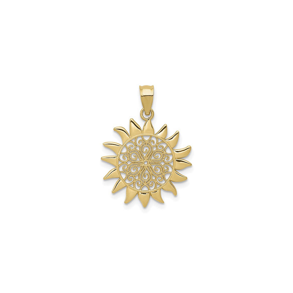 Filigree Sun Pendant (14K) front - Popular Jewelry - New York