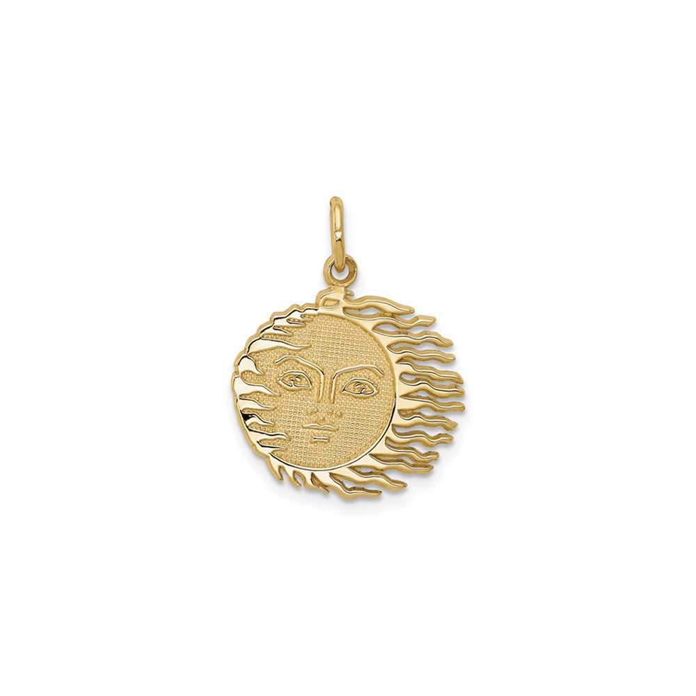 Flaming Radiant Sun Pendant (14K) front - Popular Jewelry - New York