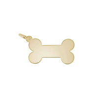 Flat Dog Bone Engravable Charm dilaw (14K) punoan - Popular Jewelry - New York
