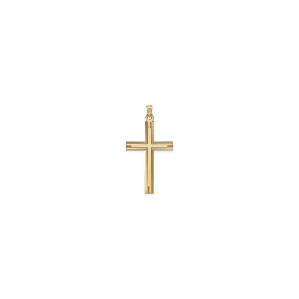 Flat Laser Etched Cross Pendant (14K) front - Popular Jewelry - New York