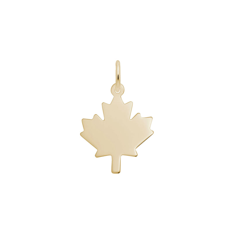 Flat Maple Leaf Charm yellow (14K) main - Popular Jewelry - New York