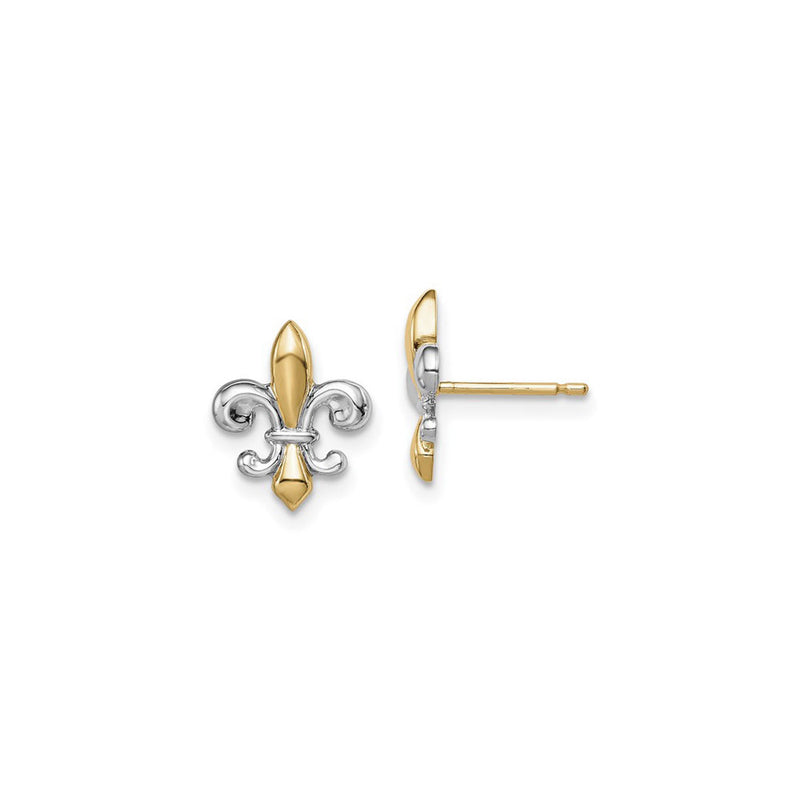 Fleur de Lis Two-Tone Gold Earrings (14K) main - Popular Jewelry - New York