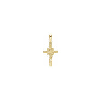 Floral Cross Pendant yellow (14K) front - Popular Jewelry - New York