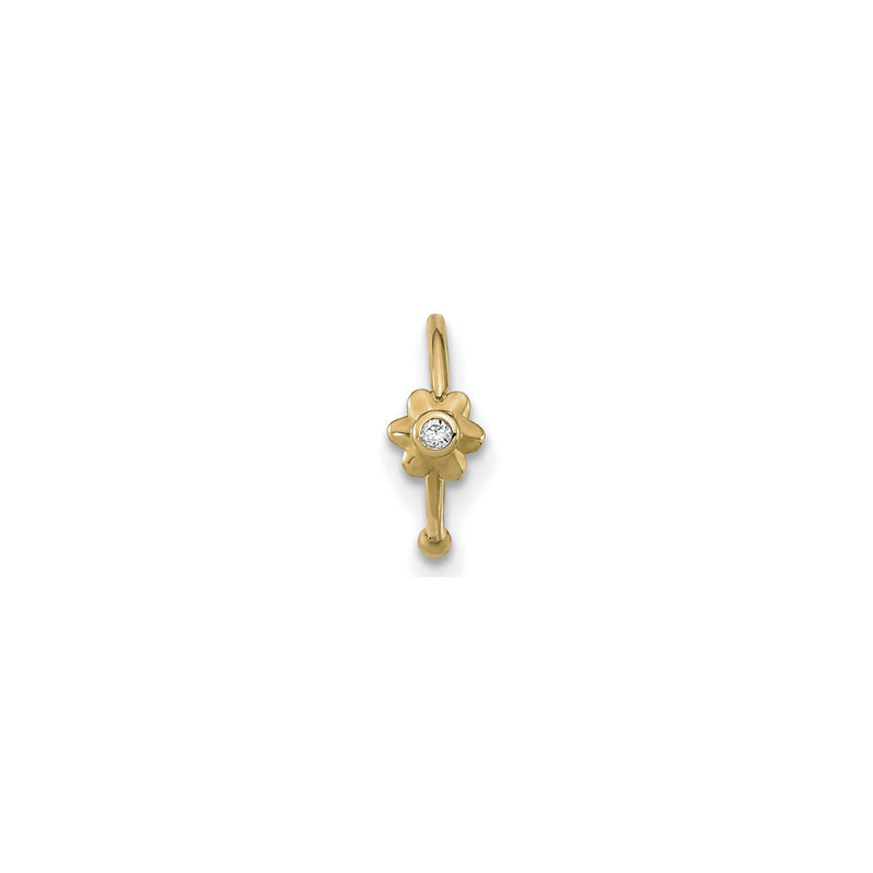 Flower CZ Hoop Nose Ring (14K) front - Popular Jewelry - New York