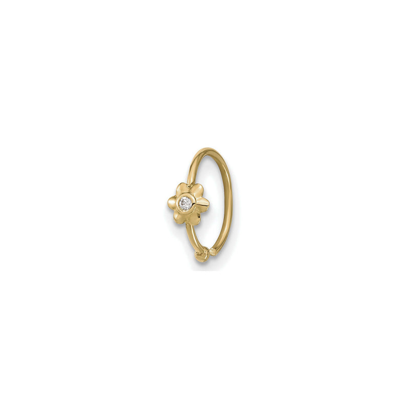 Flower CZ Hoop Nose Ring (14K) main - Popular Jewelry - New York
