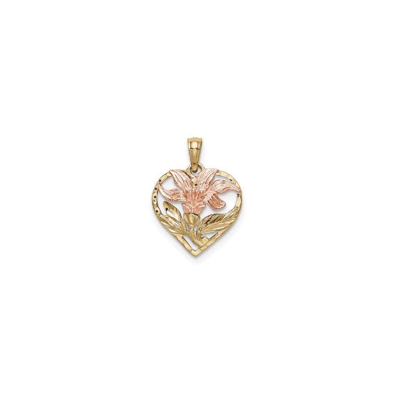 Flower Heart Cut Out Pendant (14K) front - Popular Jewelry - New York