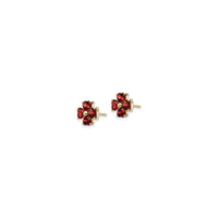 Garnet Clover Stud Earrings (14K) side - Popular Jewelry - New York