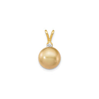 Golden Saltwater Cultured South Sea Pearl Diamond Pendant (14K) front - Popular Jewelry - ເມືອງ​ນີວ​ຢອກ
