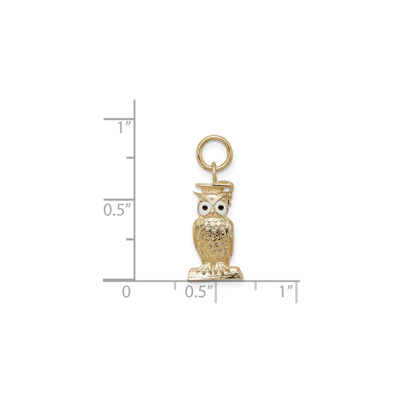 Graduation Owl Enamel Pendant (14K) scale - Popular Jewelry - New York