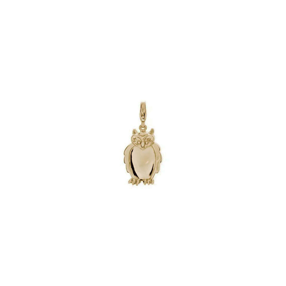Great Horned Owl Pendant (14K) front - Popular Jewelry - New York