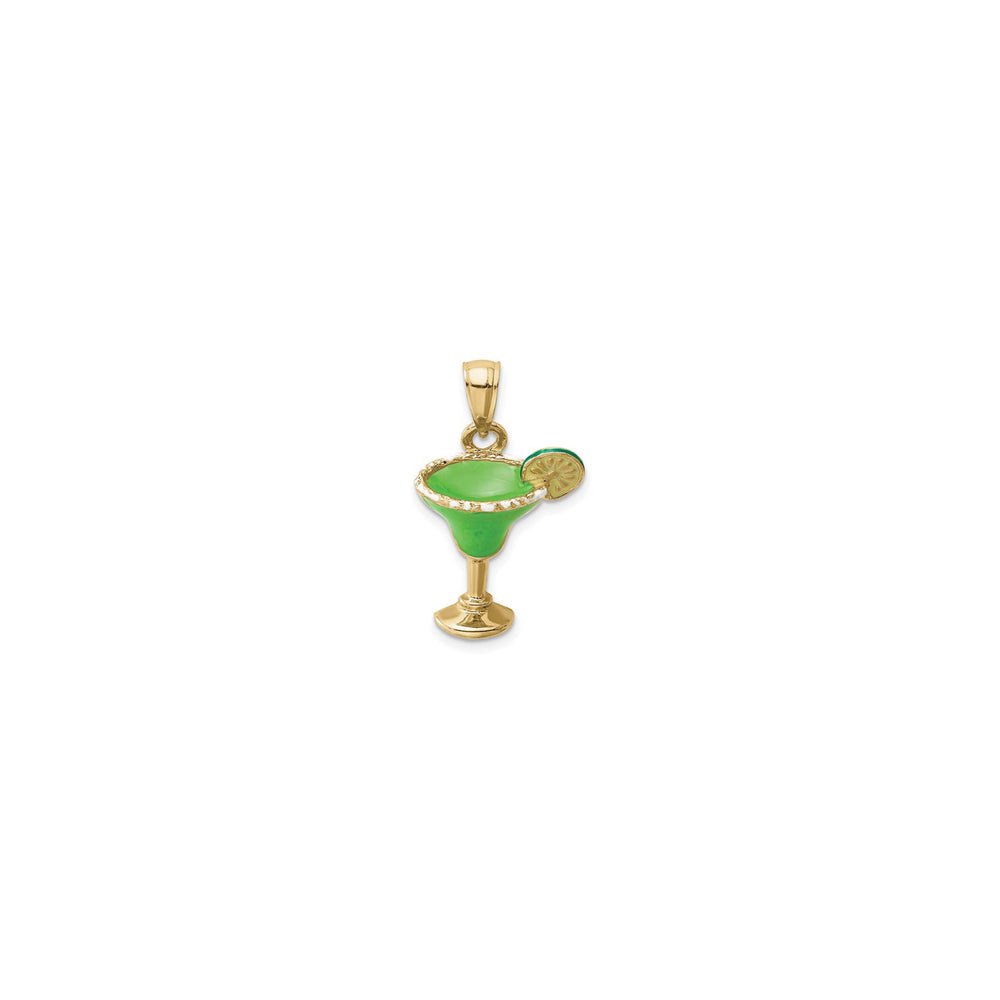 Green Martini Cocktail Drink Enamel Pendant (14K) front - Popular Jewelry - New York