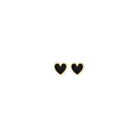 Heart Black Enamel Stud Earrings yellow (14K) front - Popular Jewelry - New York