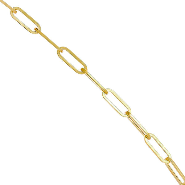 Elongated Paperclip Hollow Anklet Bracelet (14K)