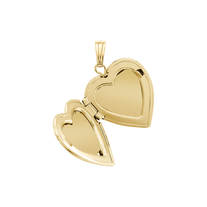 Heart Locket with Solitaire Diamond Photo Pendant yellow (14K) open - Popular Jewelry - New York