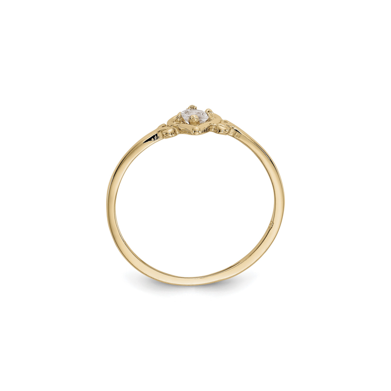 Heart Outlined April Birthstone White Topaz Ring (14K) setting - Popular Jewelry - New York