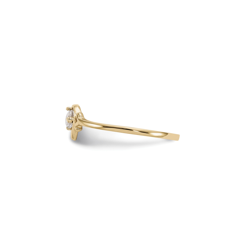 Heart Outlined April Birthstone White Topaz Ring (14K) side - Popular Jewelry - New York