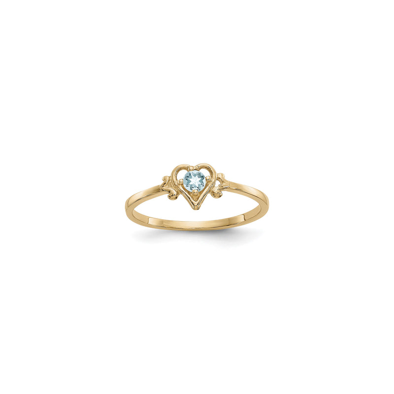 Heart Outlined Aquamarine Ring (14K) front - Popular Jewelry - New York