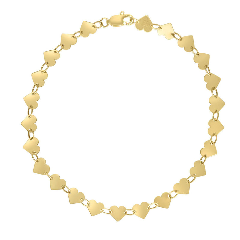 Hearts Chain Bracelet (14K) main - Popular Jewelry - New York
