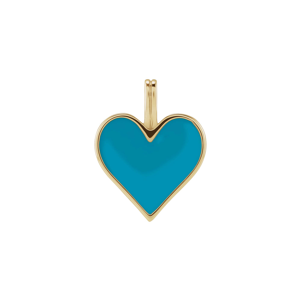 Blue Enamel Heart Pendant (14K) front - Popular Jewelry - New York